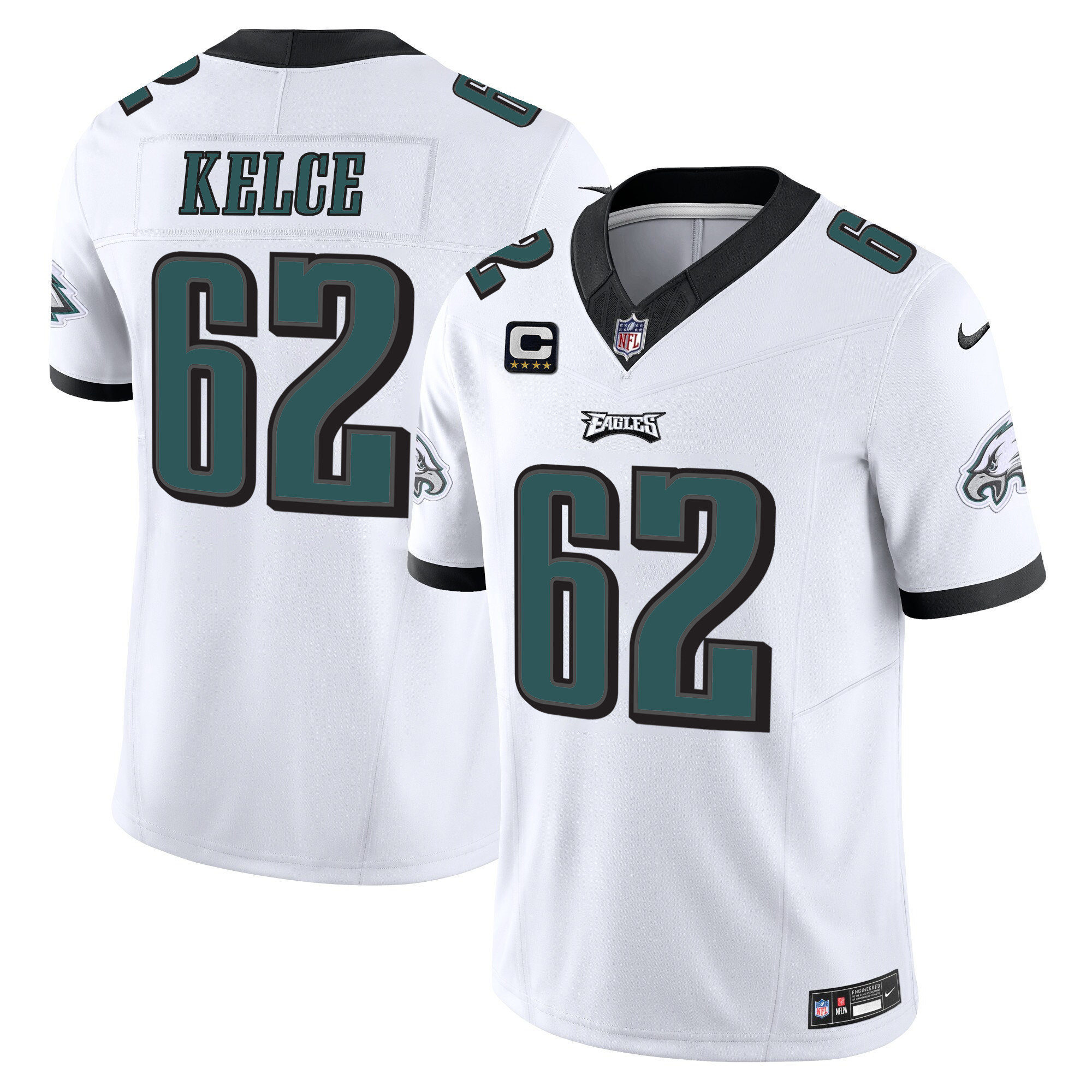 Jason Kelce Men's Philadelphia Eagles Vapor Limited V2 White Jersey - All Stitched