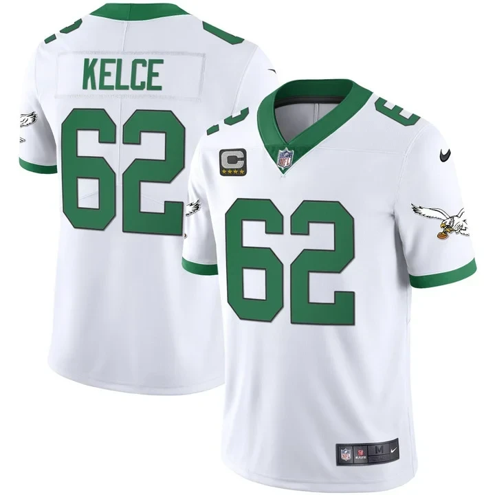 Jason Kelce Philadelphia Eagles Kelly Green Kelly White Jersey - All Stitched