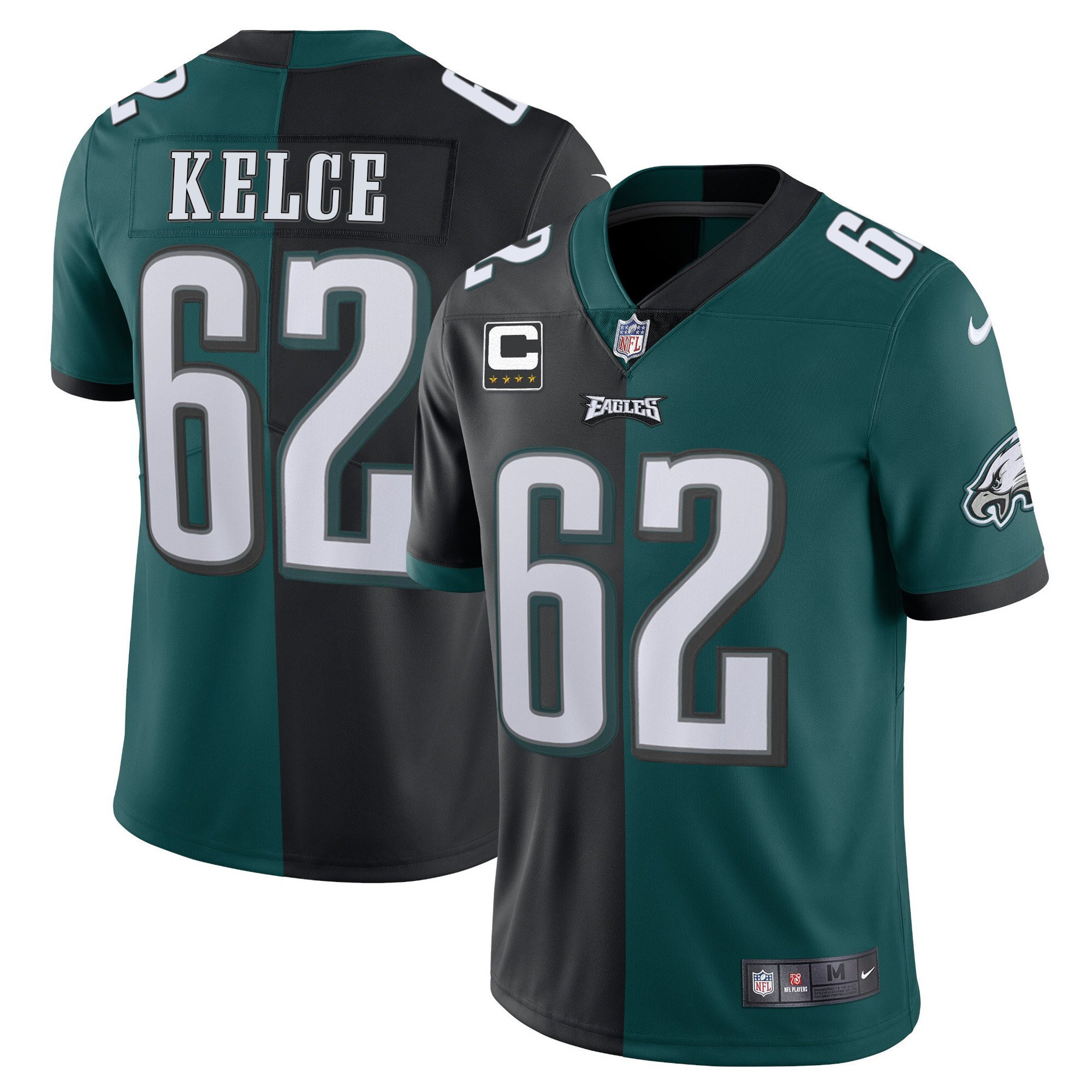 Jason Kelce Philadelphia Eagles Split Black Green Vapor Limited Jersey - All Stitched