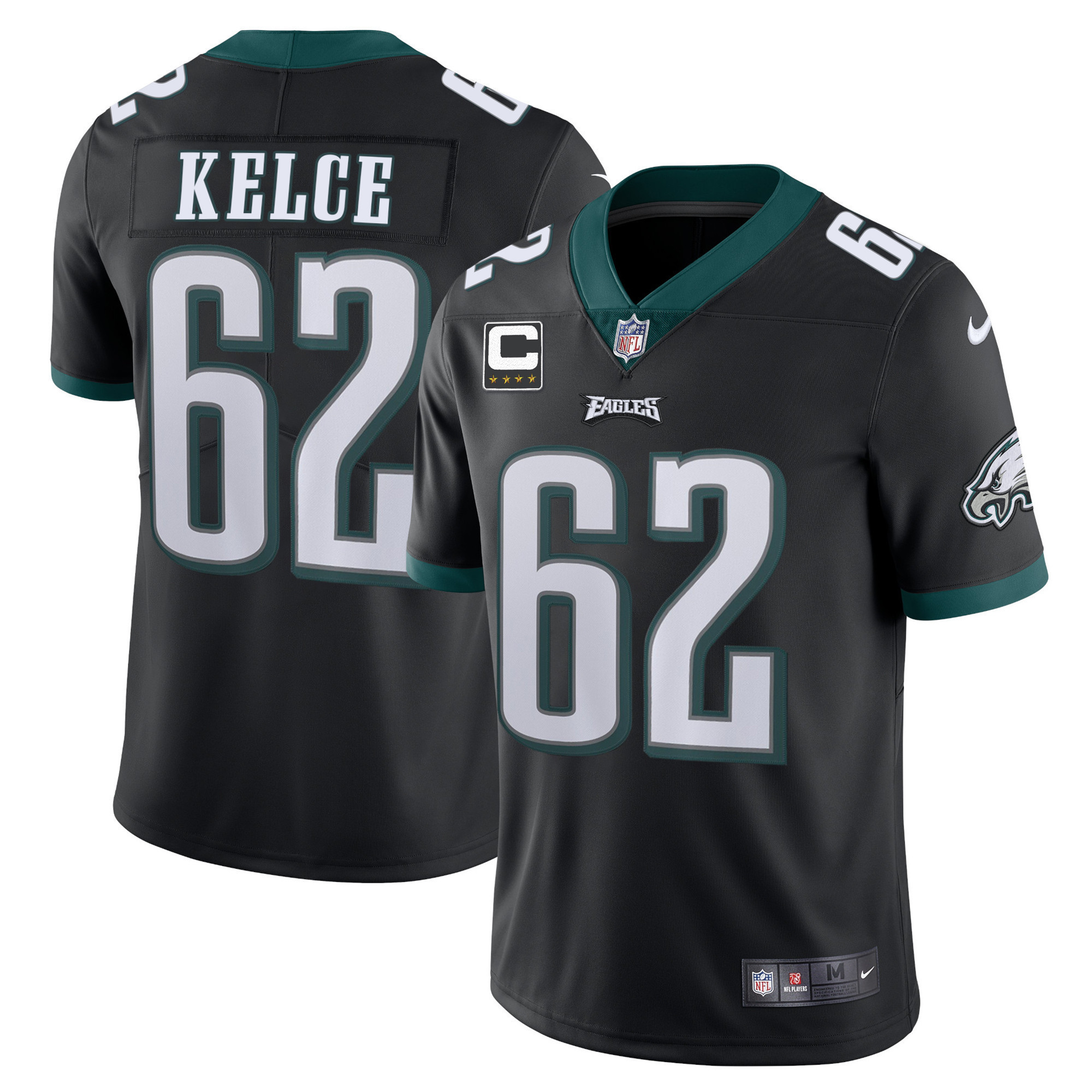 Jason Kelce Philadelphia Eagles Vapor Black Jersey - All Stitched