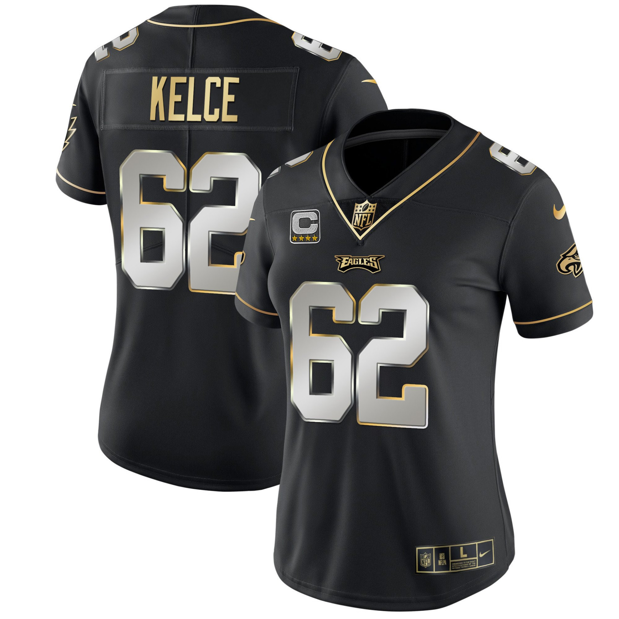 Jason Kelce Women's Philadelphia Eagles Gold & Split Vapor Black Limited Jersey - All Stitched