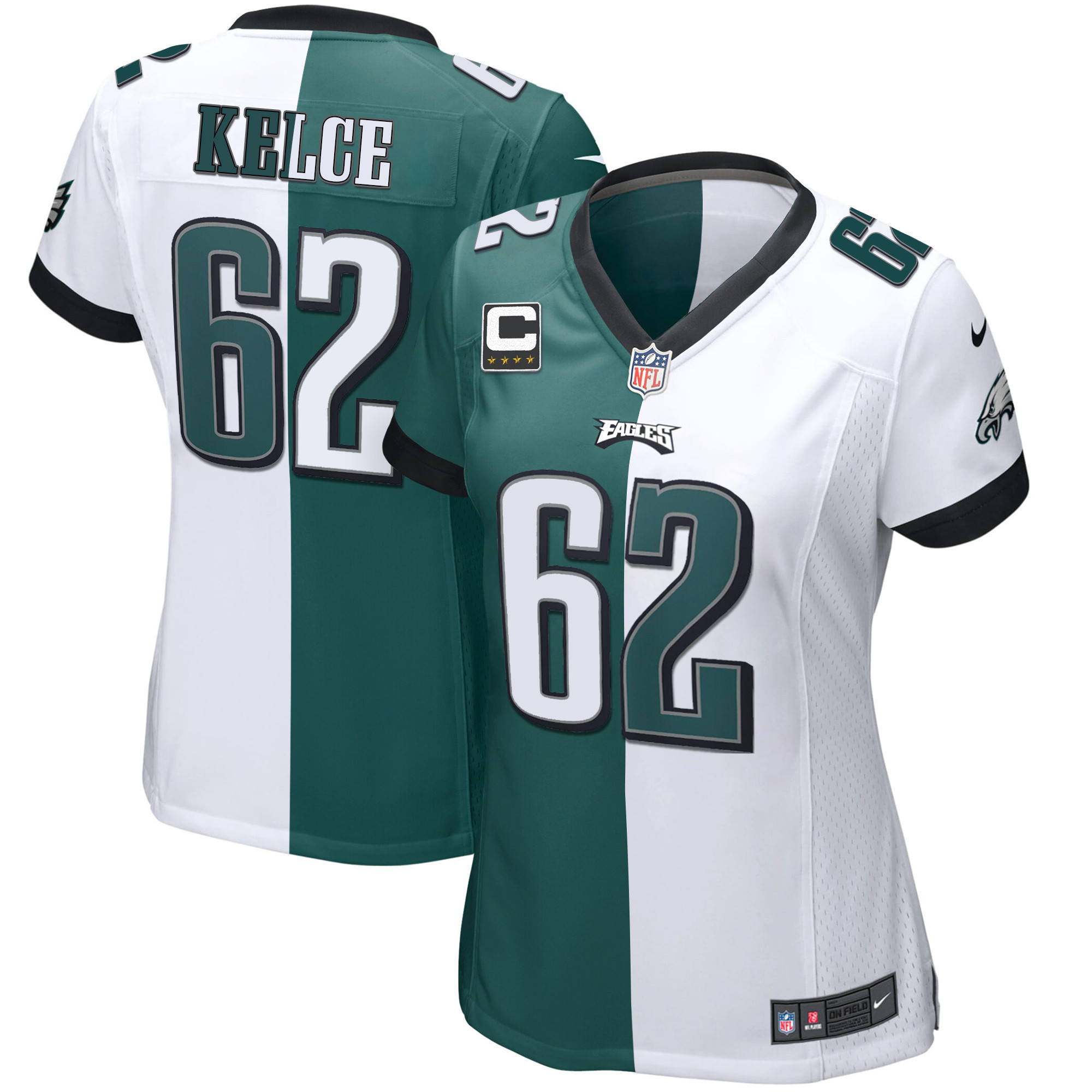 Jason Kelce Women's Philadelphia Eagles Gold & Split Vapor Jersey - All Stitched
