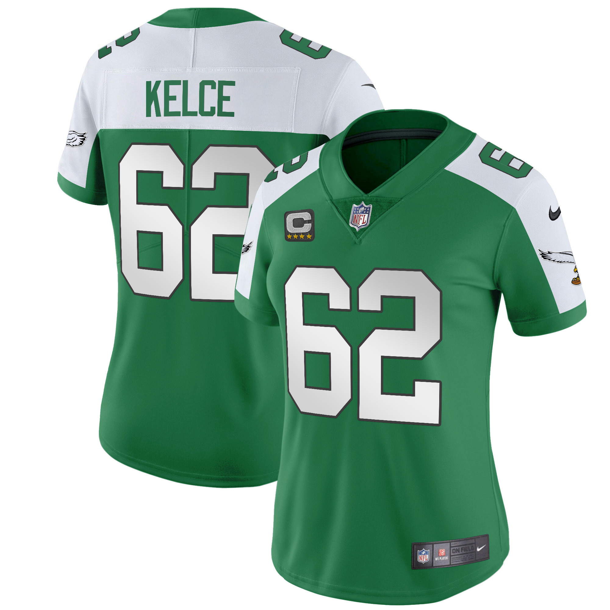 Jason Kelce Women's Philadelphia Eagles Kelly Green Vapor Limited V2 Kelly Alternate Jersey - All Stitched