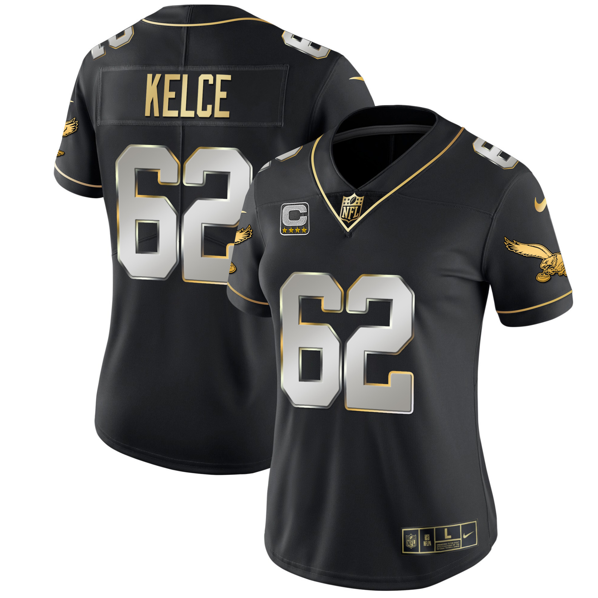 Jason Kelce Women's Philadelphia Eagles Throwback Kelly Vapor Limited V2 Black Limited Jersey - All Stitched