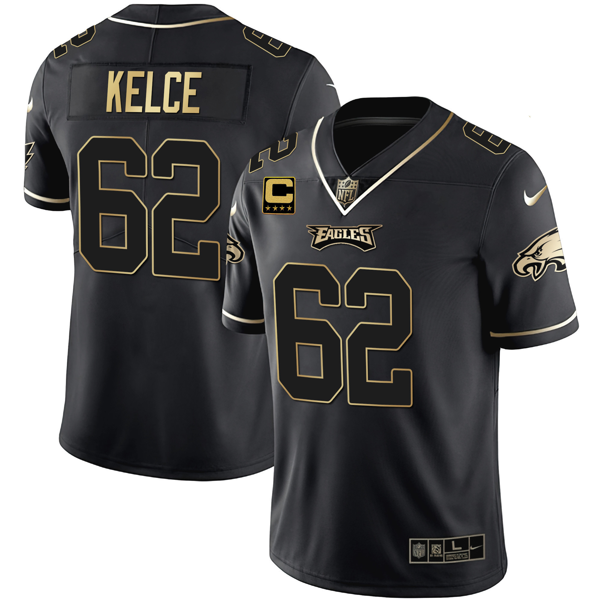 Jason Kelce Youth's Philadelphia Eagles Gold & Split Vapor Black Gold Jersey - All Stitched