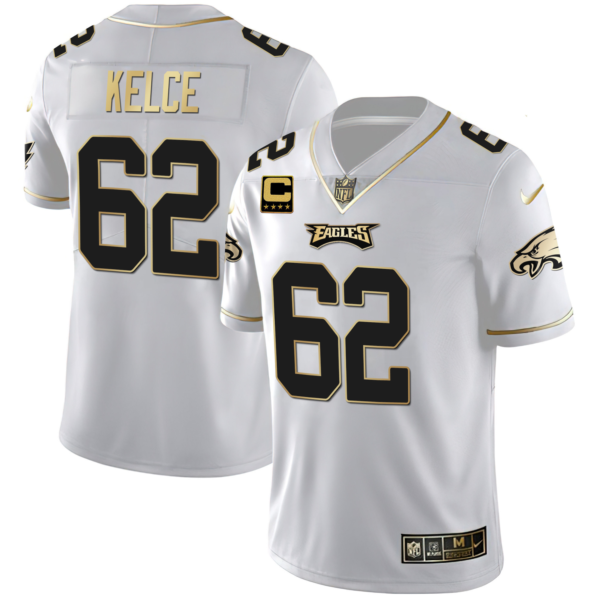 Jason Kelce Youth's Philadelphia Eagles Gold & Split Vapor White Gold Jersey - All Stitched