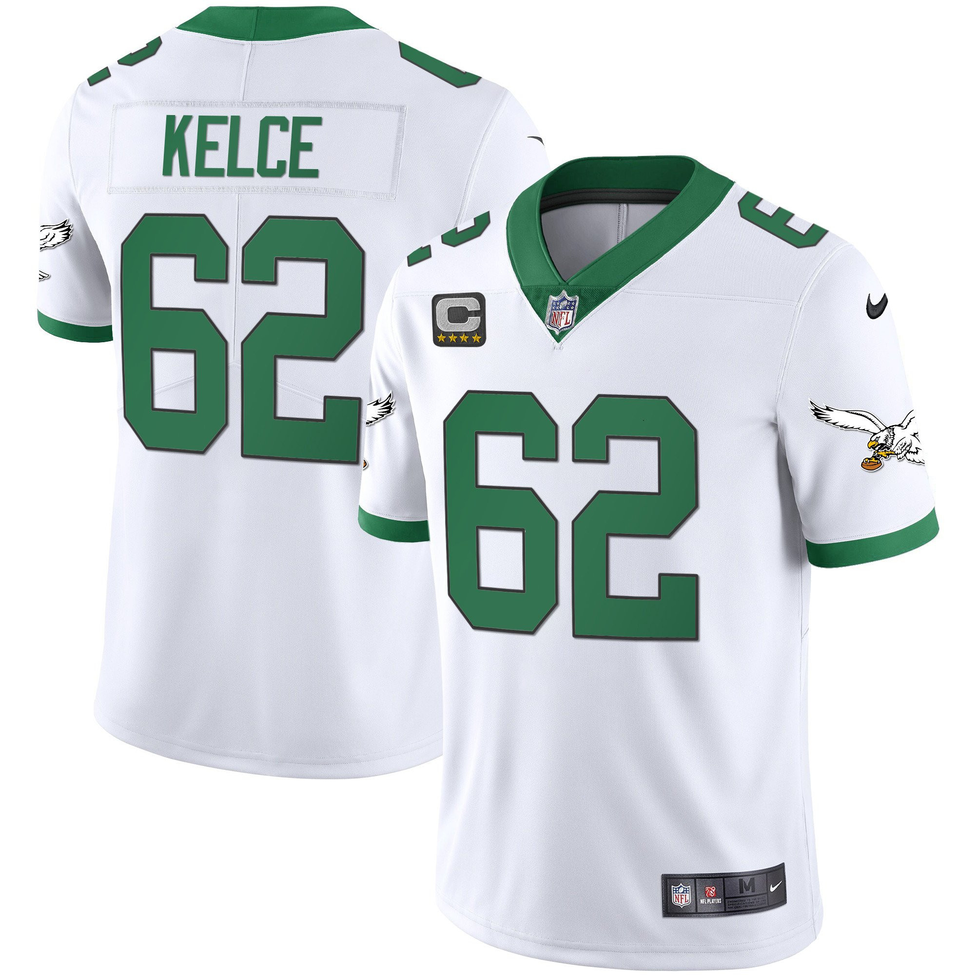 Jason Kelce Youth's Philadelphia Eagles Kelly Green Gold Kelly White Jersey - All Stitched