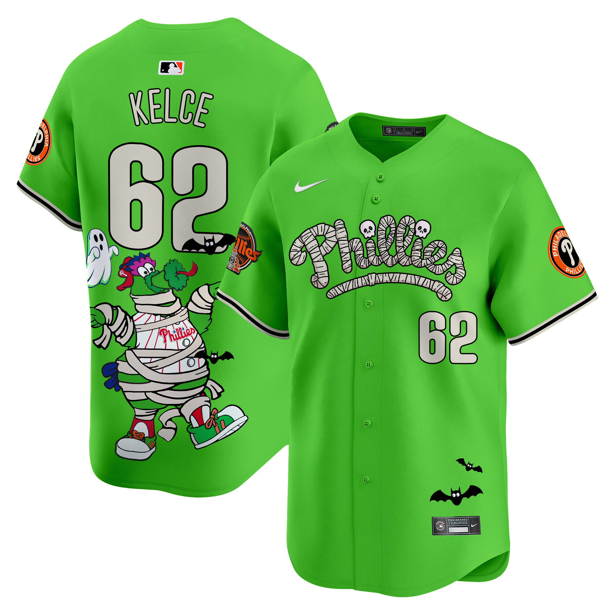 Jason KelceUnisex Philadelphia Phillies Phanatic Halloween Vapor Limited Green Jersey - Printed