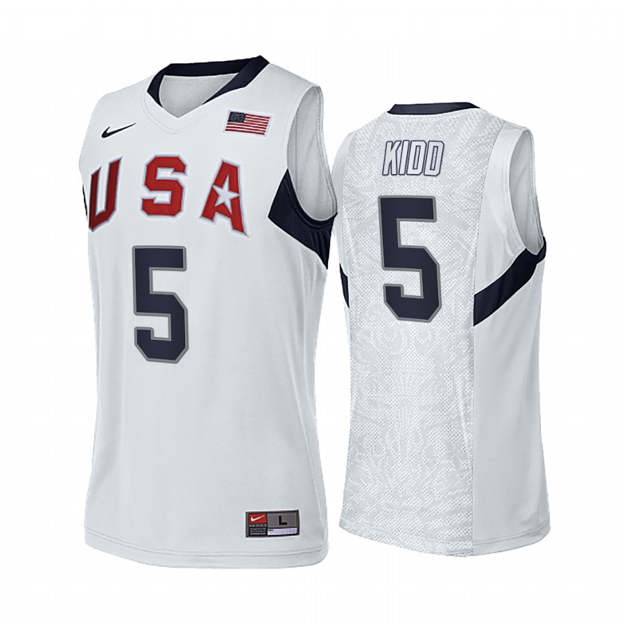Jason Kidd USA #5 White 2008 Summer Olympics Gold Winner Jersey