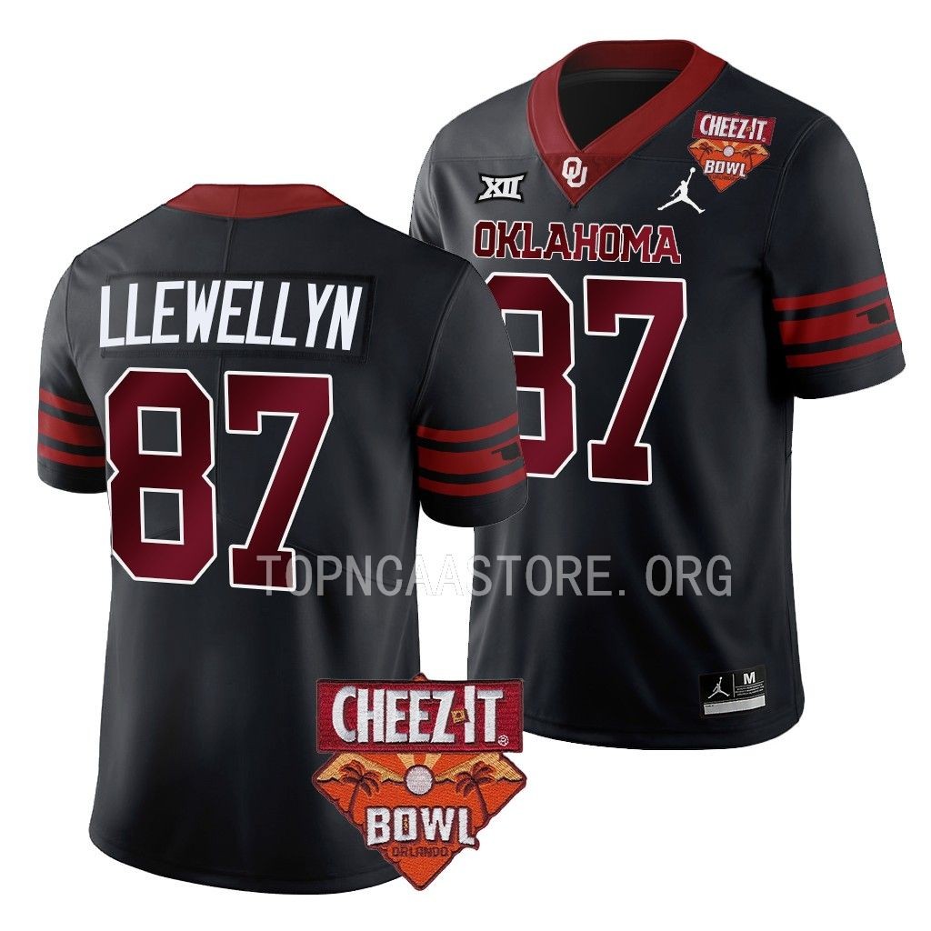 Jason Llewellyn Oklahoma Sooners 2022 Cheez-It Bowl #87 Jersey Men's Black College Uniform