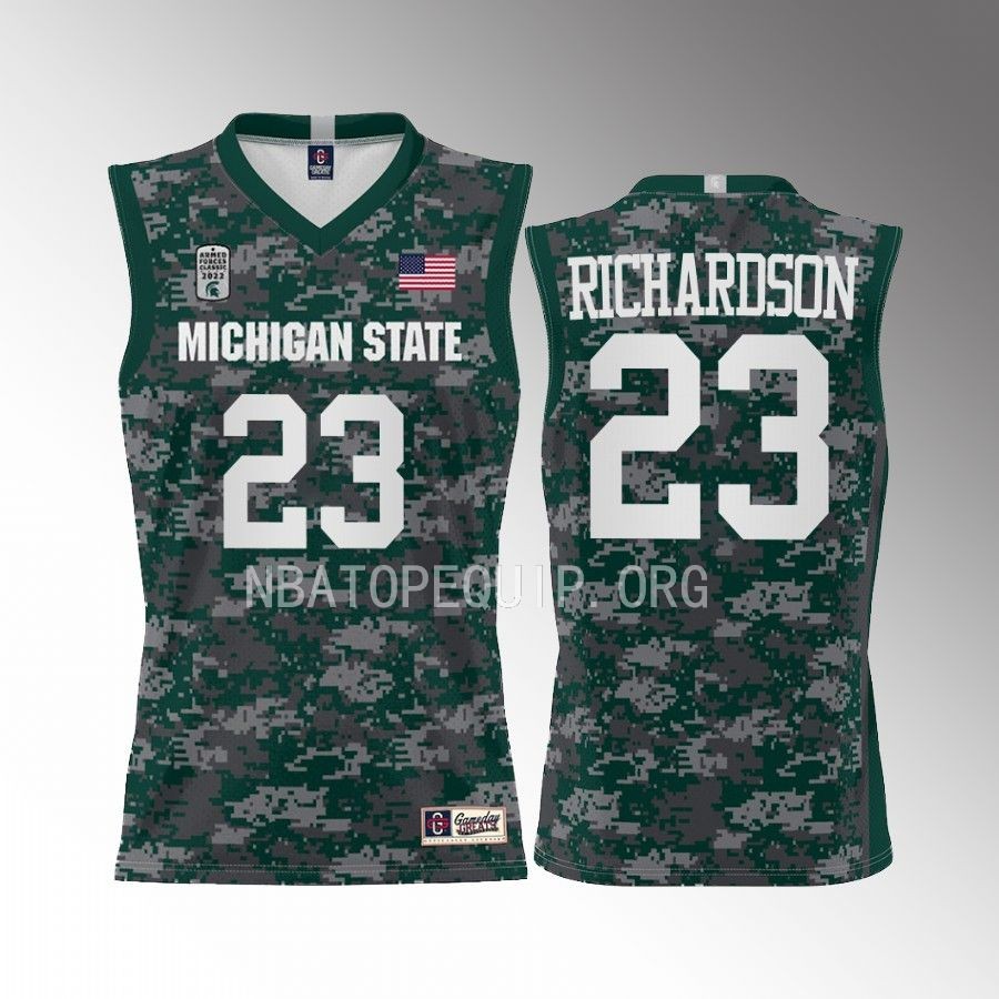 Jason Richardson Michigan State Spartans Green Jersey 2022 Armed Forces Carrier Classic Game