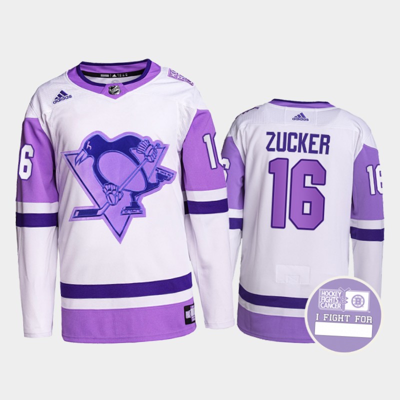 Jason Zucker #16 Pittsburgh Penguins Fights Cancer White Purple Primegreen Jersey