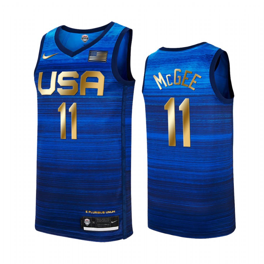 JaVale McGee USA #11 Blue 2021 Tokyo Olymipcs Gold Winner 4 Consecutive Jersey