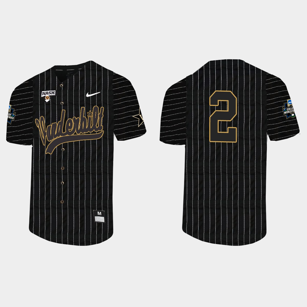 Javier Vaz Vanderbilt Commodores 2021 College World Series Pinstripe Jersey - Black