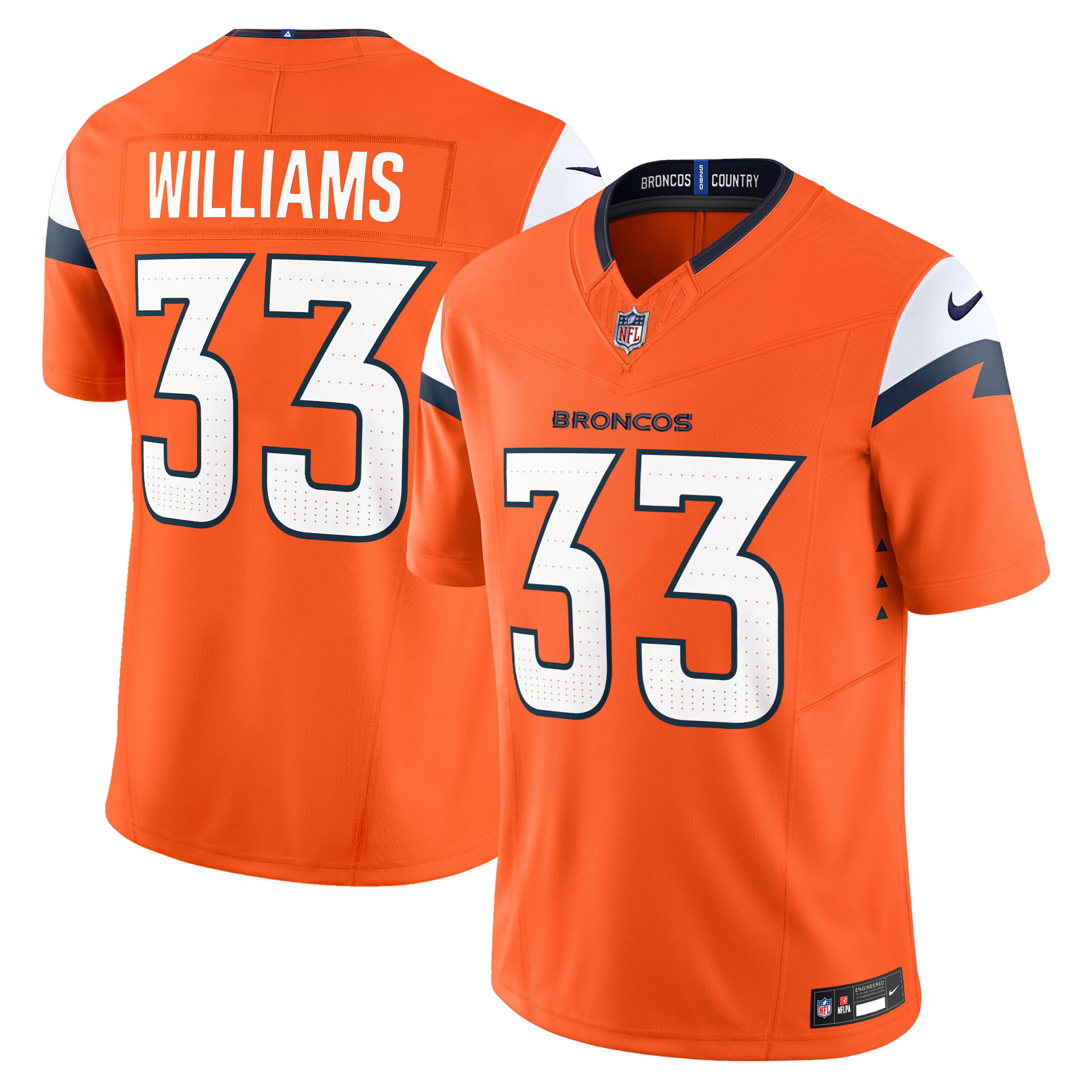 Javonte Williams Men's Denver Broncos 2024 Vapor Limited Orange Jersey - All Stitched 