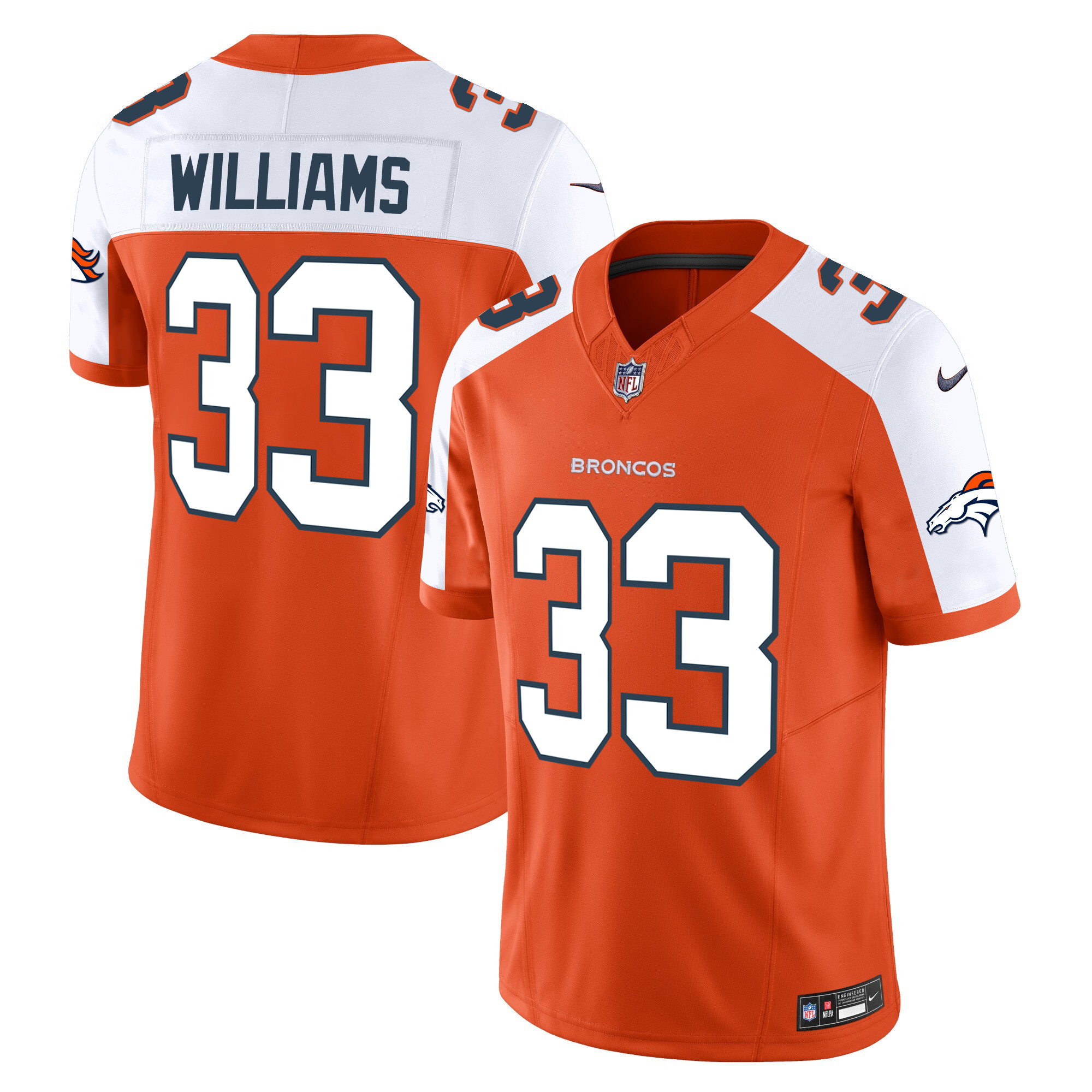 Javonte Williams Men's Denver Broncos Vapor Limited Orange Alternate Jersey - All Stitched 