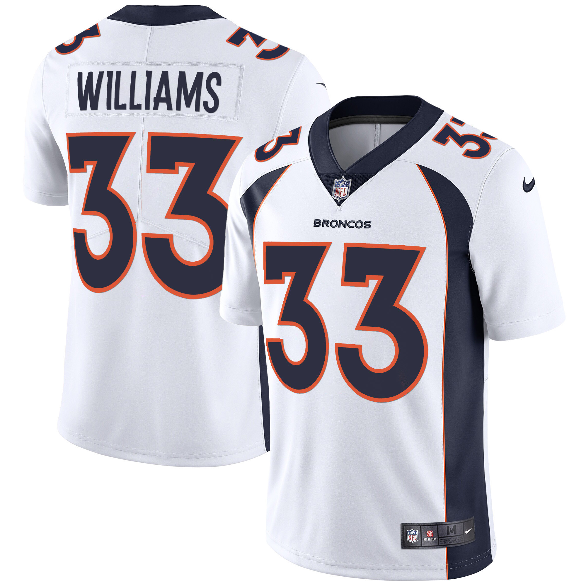 Javonte Williams Men's Denver Broncos Vapor White Jersey - All Stitched 
