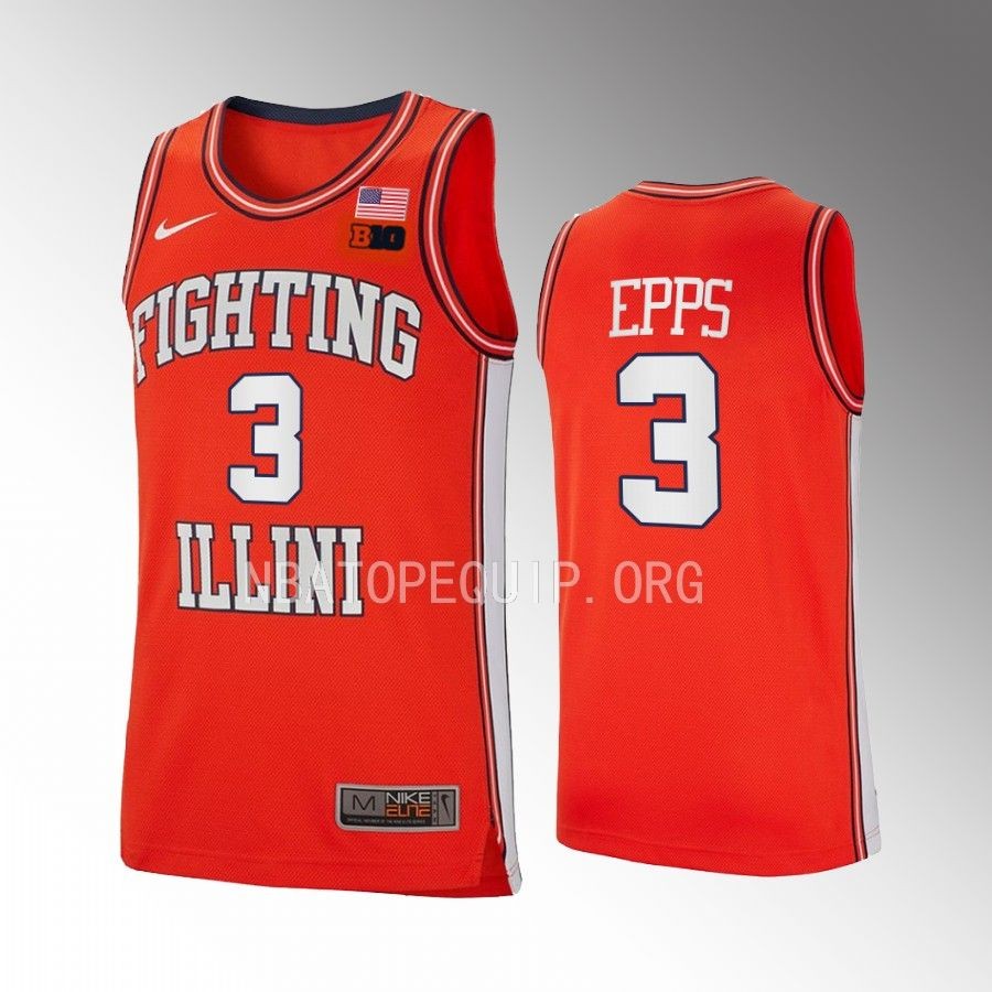Jayden Epps Illinois Fighting Illini Orange Jersey 2022-23 Retro