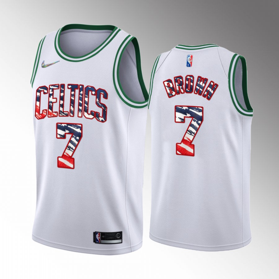 Jaylen Brown 2022 Independence Day Boston Celtics #7 White Jersey America
