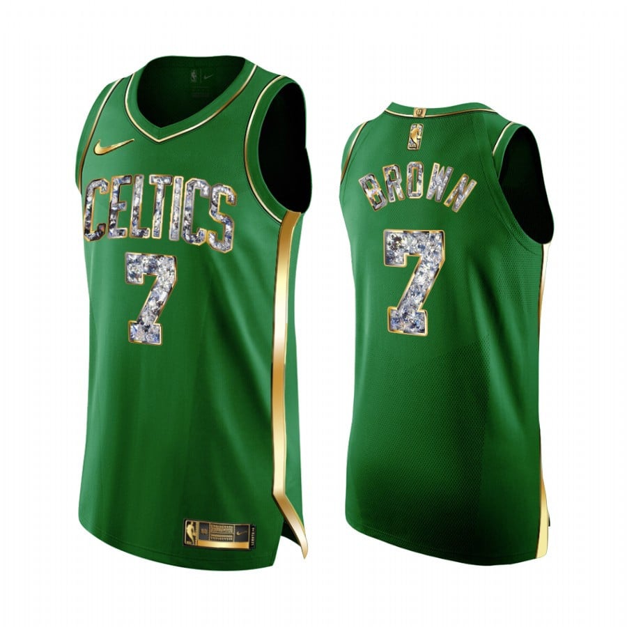 Jaylen Brown Boston Celtics 7 2022 Playoffs Jersey Green Diamond Edition