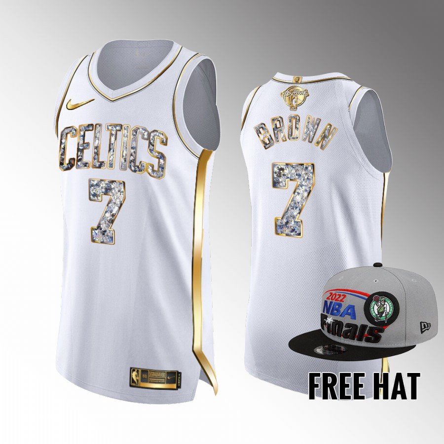 Jaylen Brown Celtics #7 2022 Eastern Conference Champions Jersey White Diamond