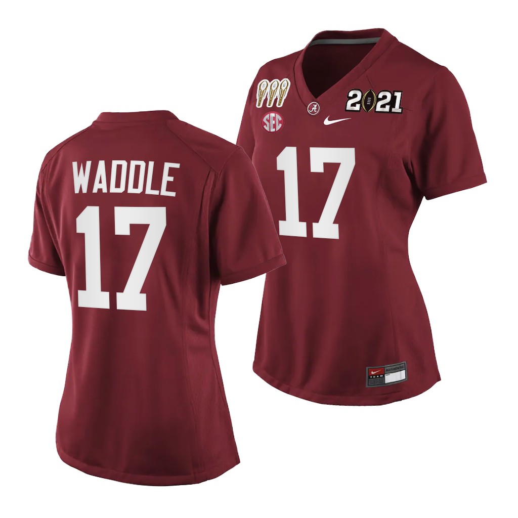 Jaylen Waddle Alabama Crimson Tide 3X CFP National Championship Women Jersey Crimson Special Edition