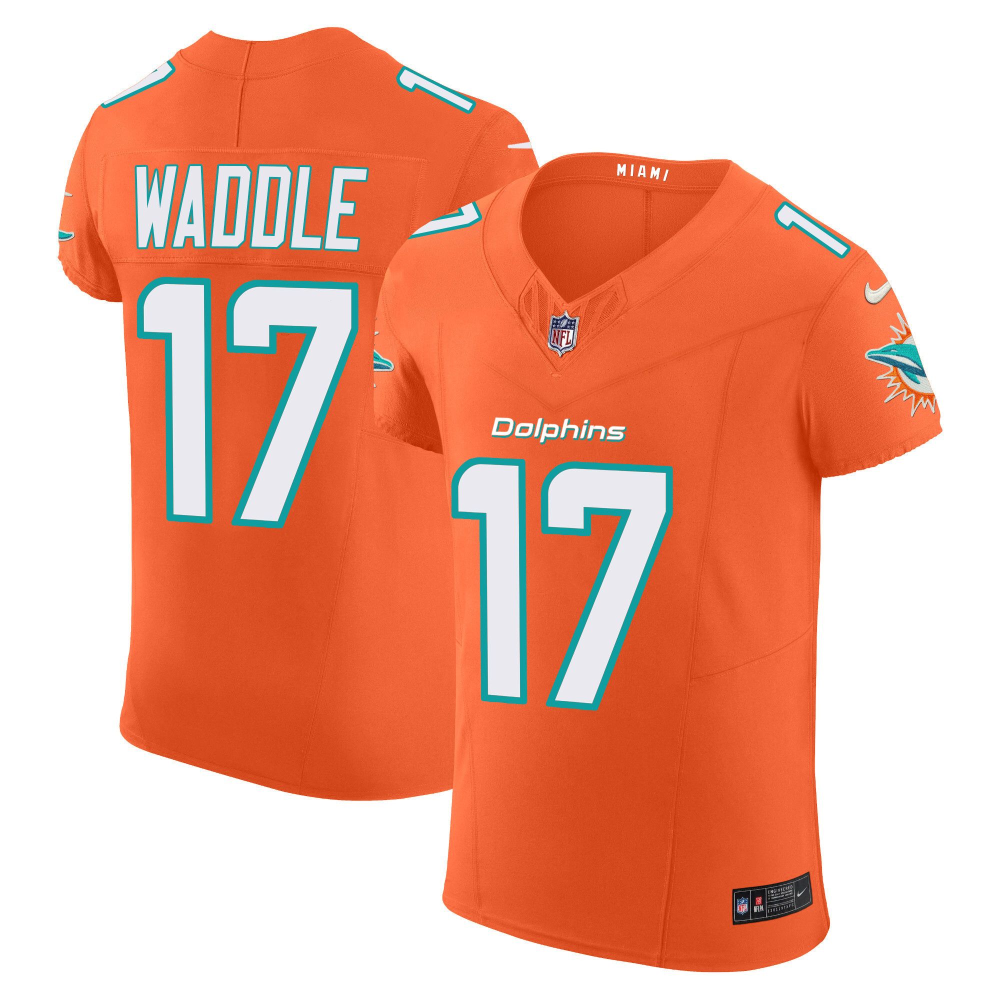 Jaylen Waddle Men's Miami Dolphins Vapor Elite Orange Jersey - All Stitched 