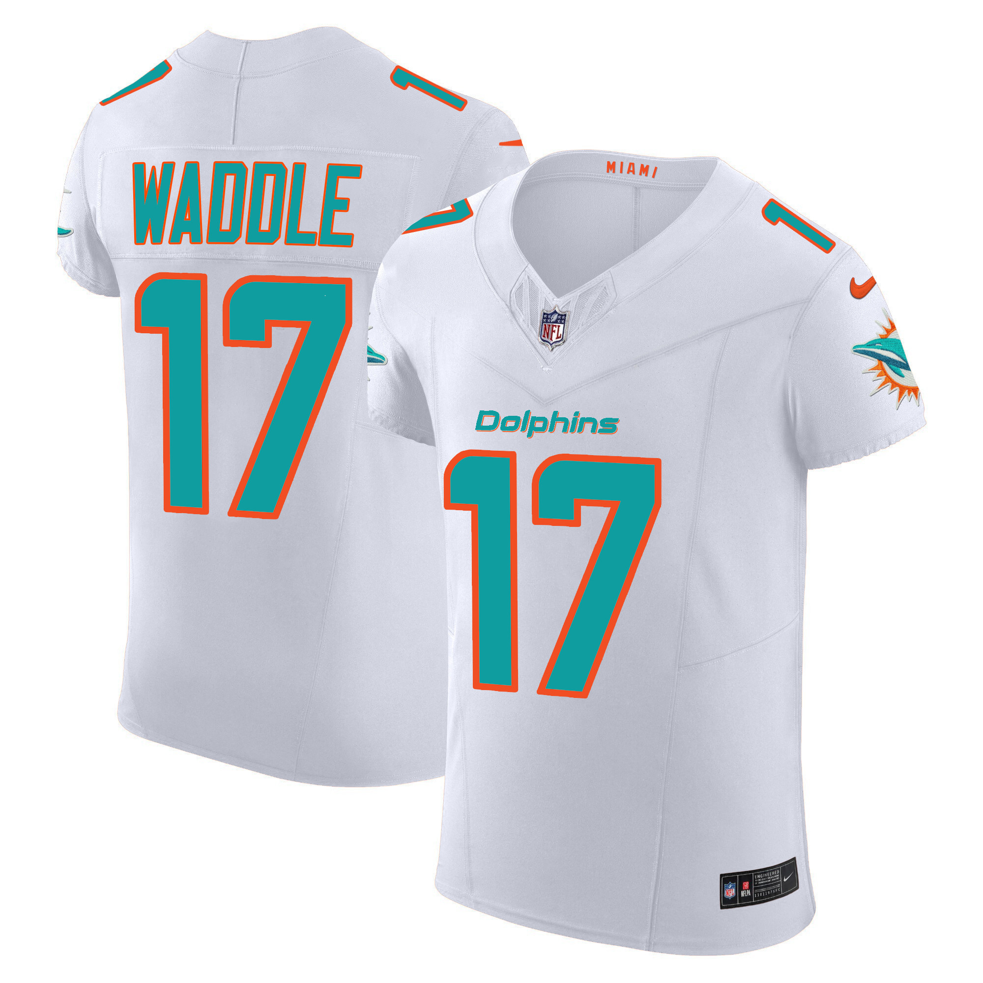 Jaylen Waddle Men's Miami Dolphins Vapor Elite White Jersey - All Stitched 