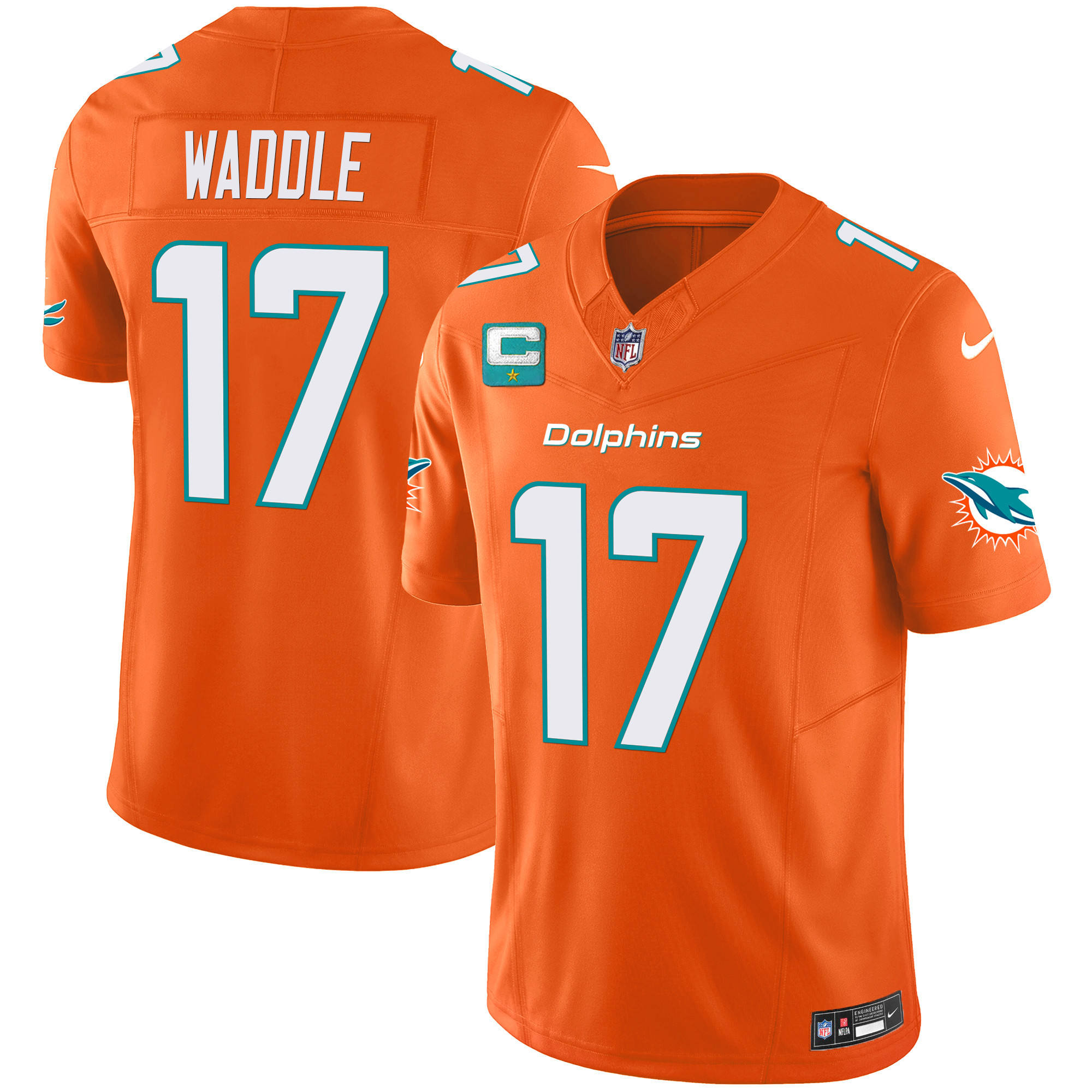 Jaylen Waddle Men's Miami Dolphins Vapor Limited Orange Jersey - All Stitched 