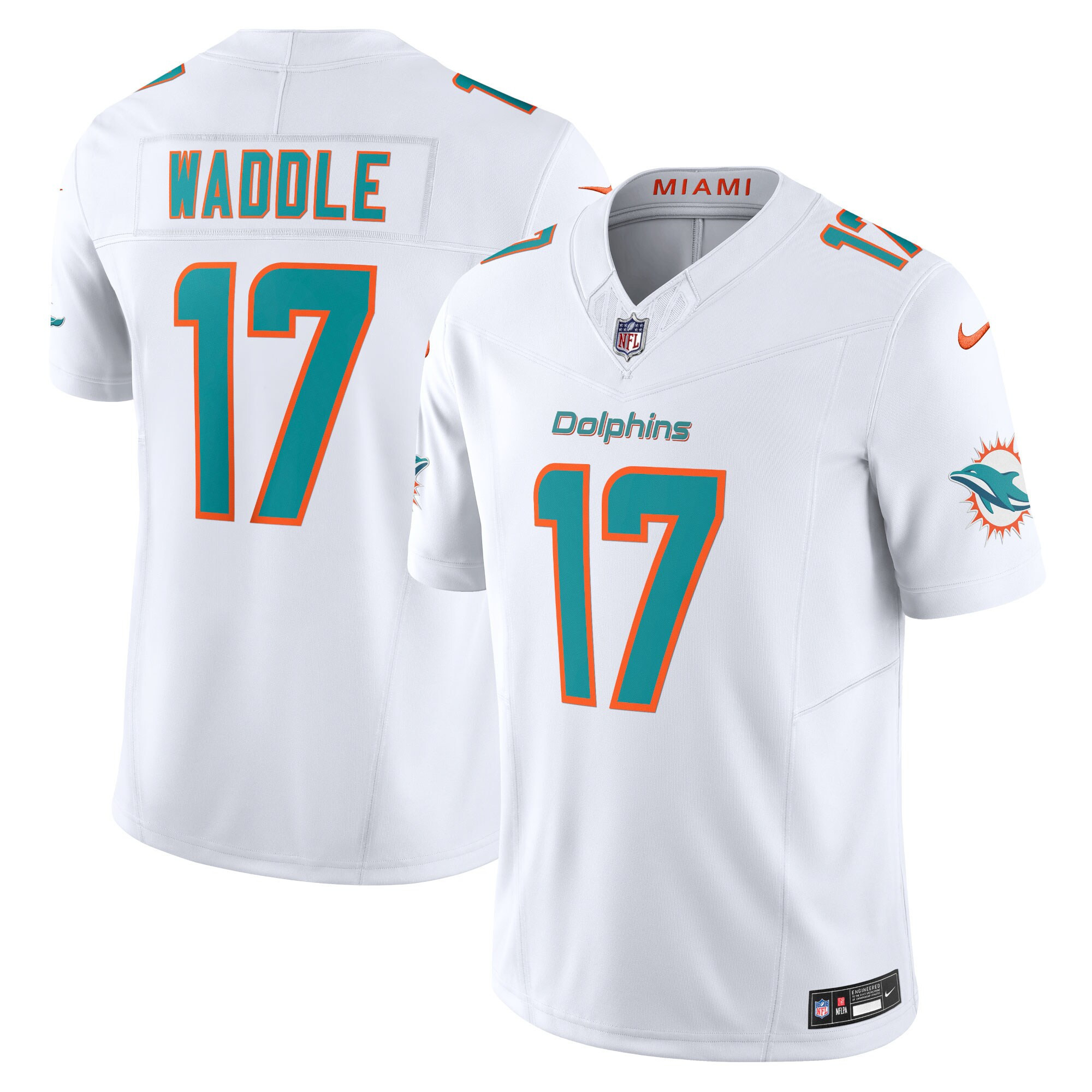 Jaylen Waddle Men's Miami Dolphins Vapor Limited White Jersey - All Stitched 
