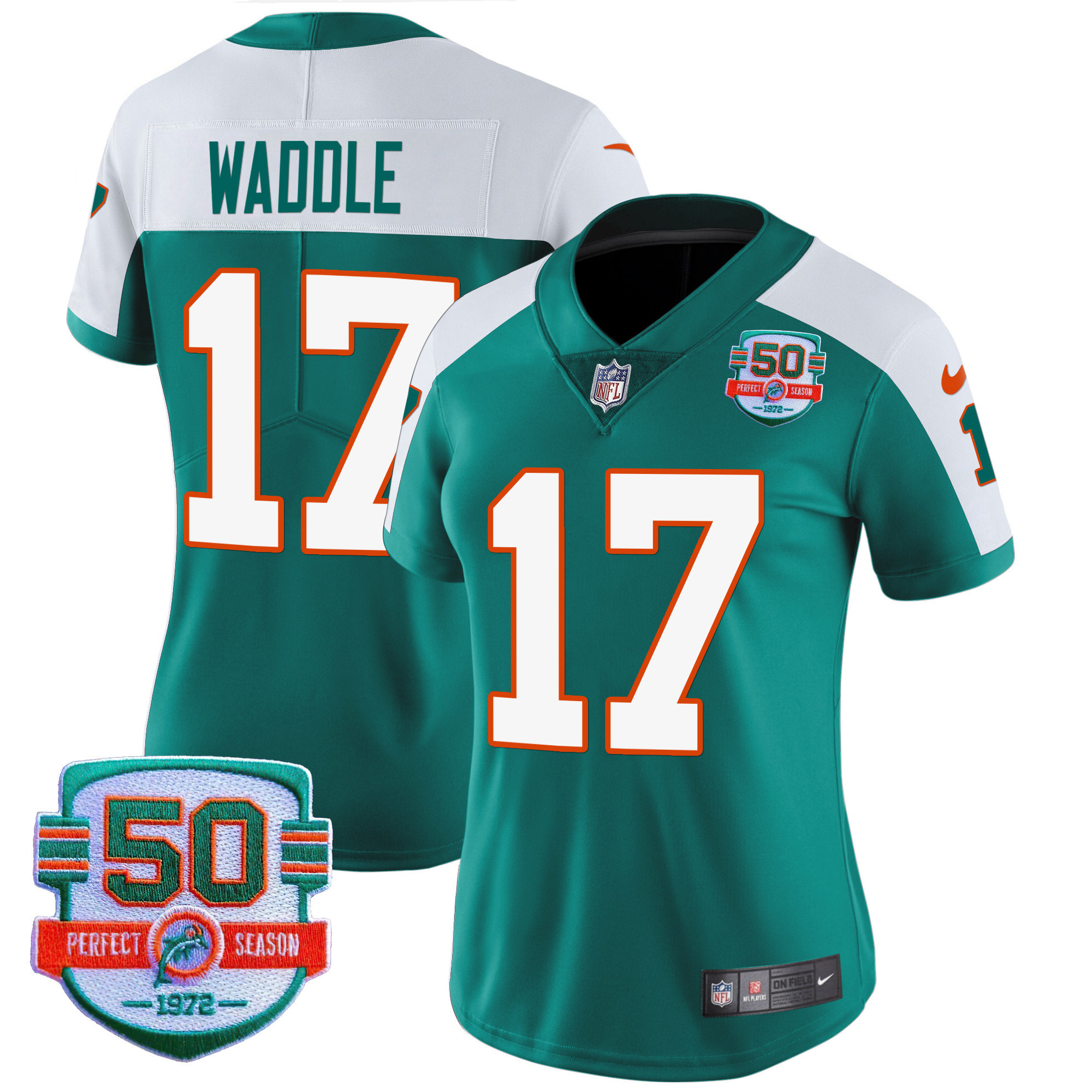 Jaylen Waddle Women's Miami Dolphins Throwback Vapor Alternate Jersey - All Stitched 