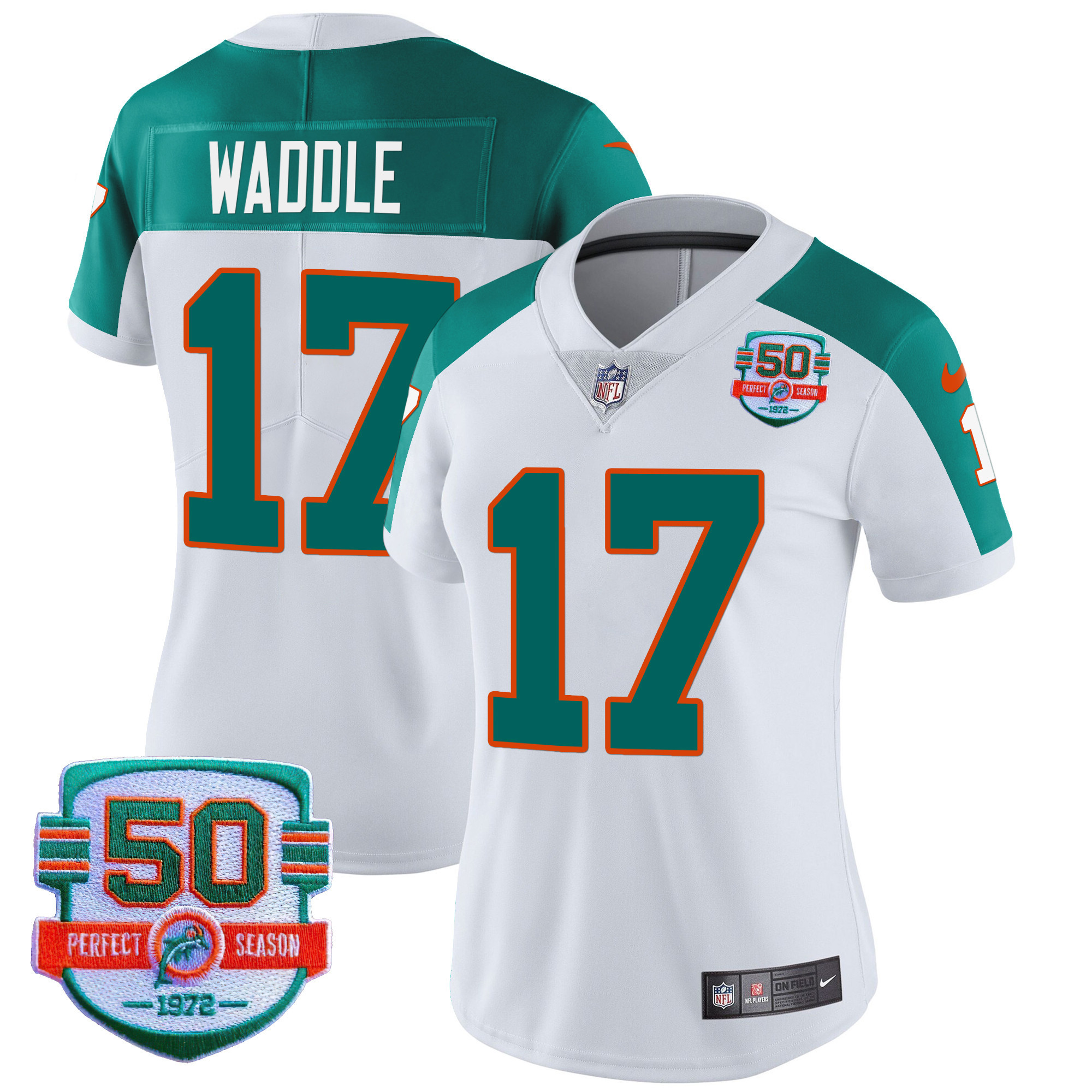Jaylen Waddle Women's Miami Dolphins Throwback Vapor Inverted Jersey - All Stitched 