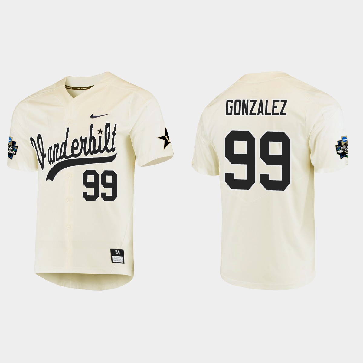 Jayson Gonzalez Vanderbilt Commodores College World Series Jersey - Cream