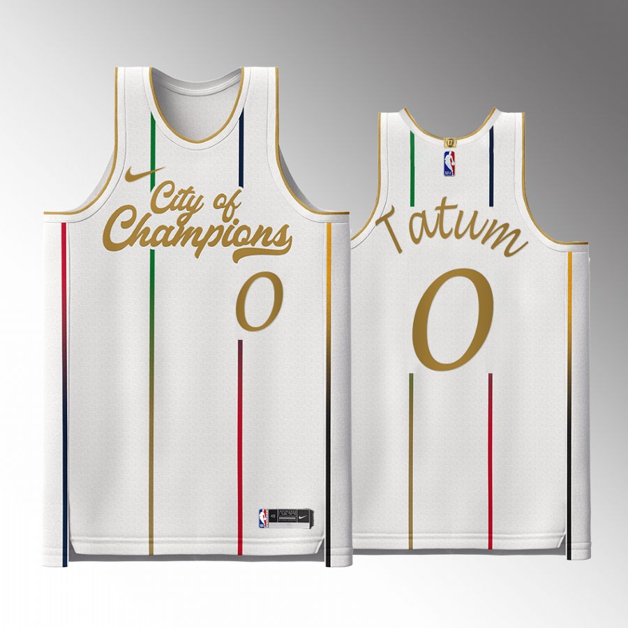 Jayson Tatum Boston Celtics White #0 Jersey City of Champions Win 40