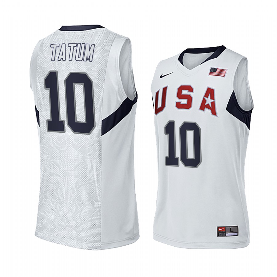 Jayson Tatum USA #10 White 2008 Summer Olympics Throwback Jersey