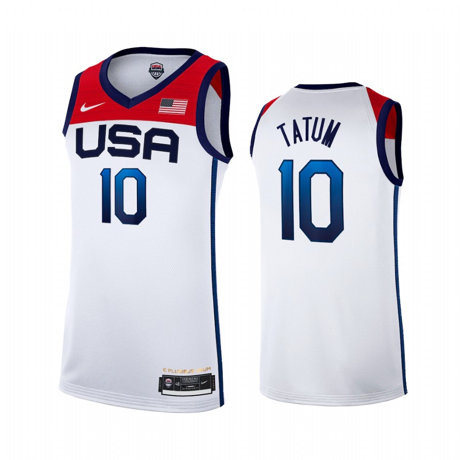 Jayson Tatum USA #10 White Tokyo Olympics 2021 Home Jersey