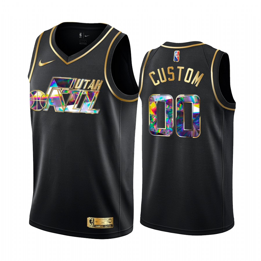 Jazz Custom Diamond Logo Black 2021-22 Jersey NBA 75th Season