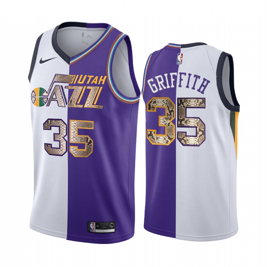 Jazz Darrell Griffith 1980–1991 Split Edition White Purple Jersey Real Python Skin
