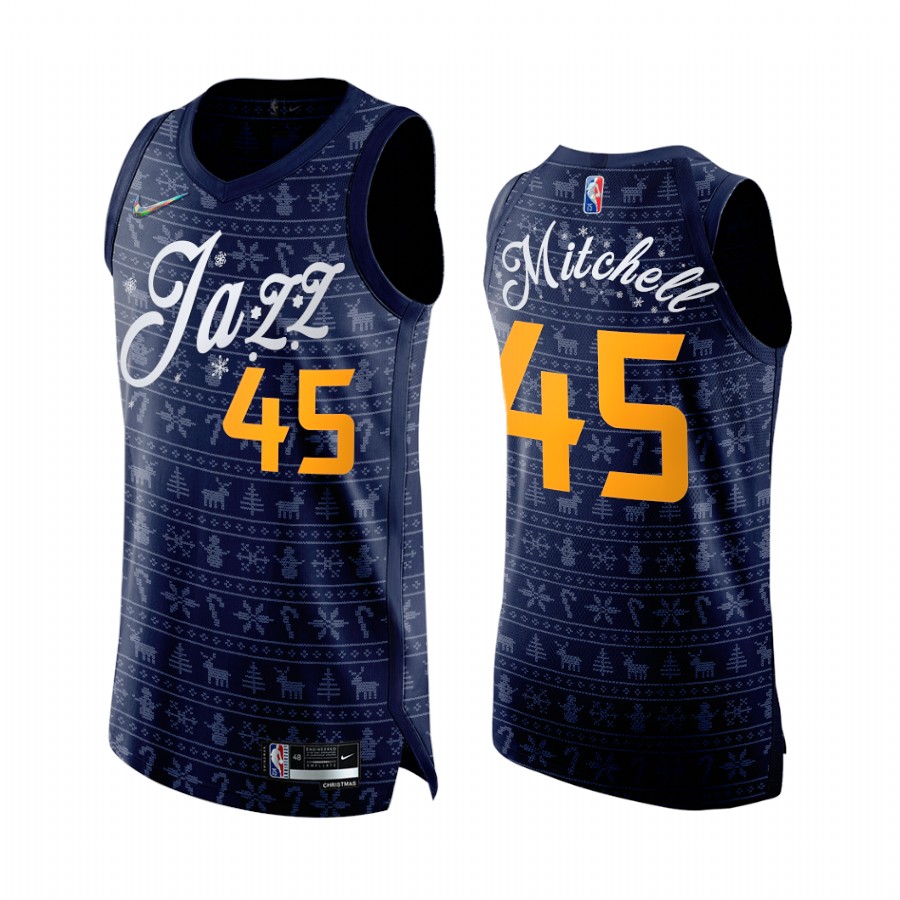 Jazz Donovan Mitchell 2020 Xmas Jersey Festive Special Edition Navy