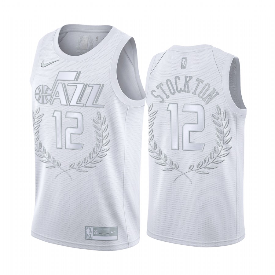 Jazz John Stockton #12 Platinum Retired Glory Limited Jersey