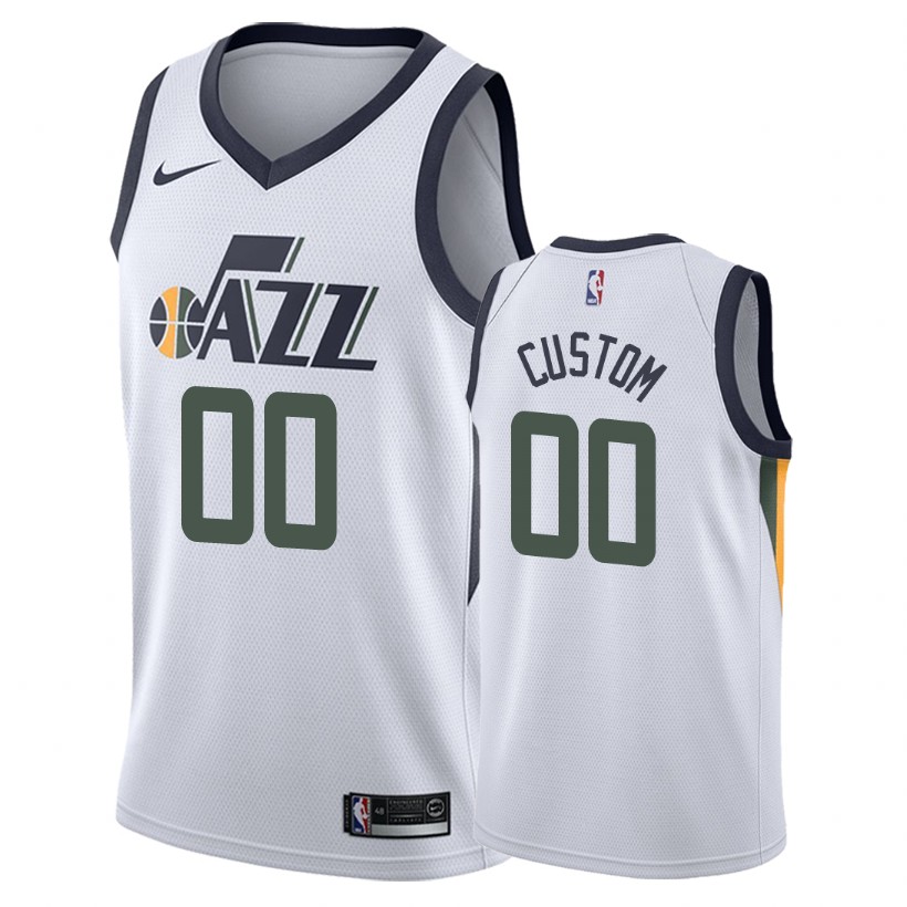 Jazz Male Custom #00 Association White Jersey