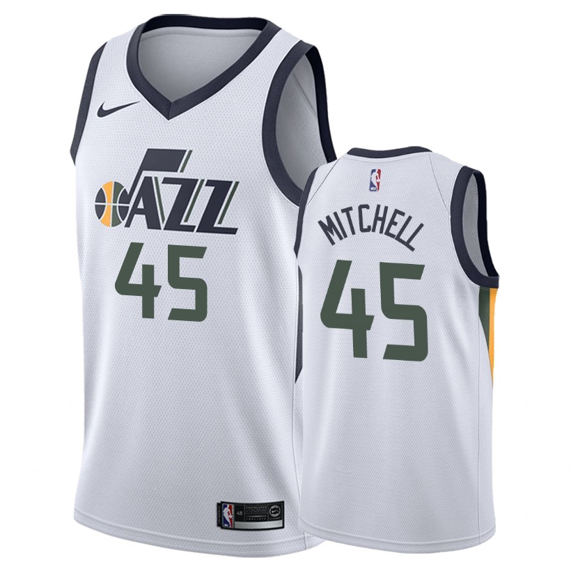 Jazz Male Donovan Mitchell #45 Association White Jersey