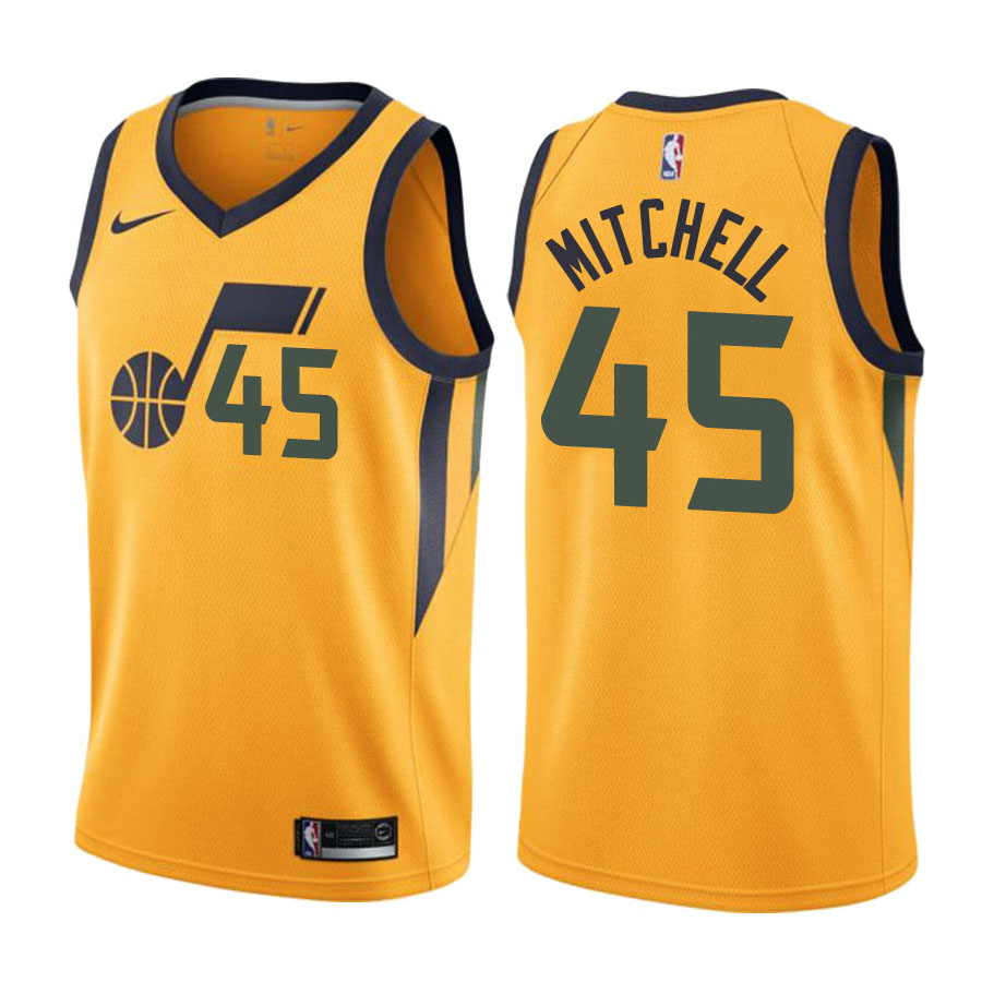 Jazz Male Donovan Mitchell #45 Statement Yellow Jersey