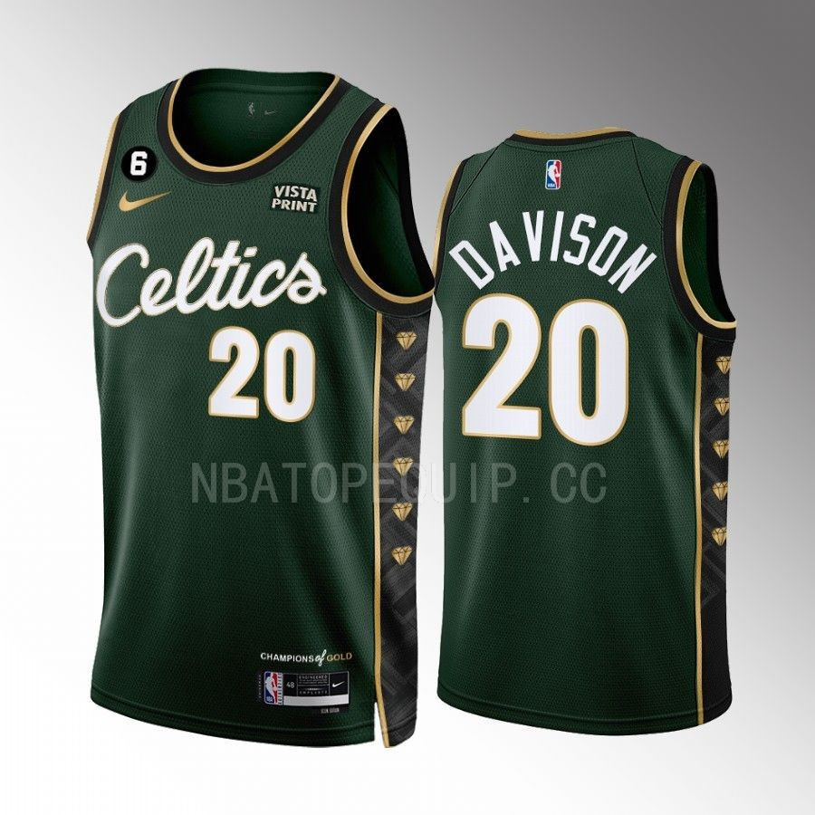 JD Davison 20 Boston Celtics 2022-23 City Edition Green Men Stitched Jersey Honor Bill Russell 11 Gold Diamonds