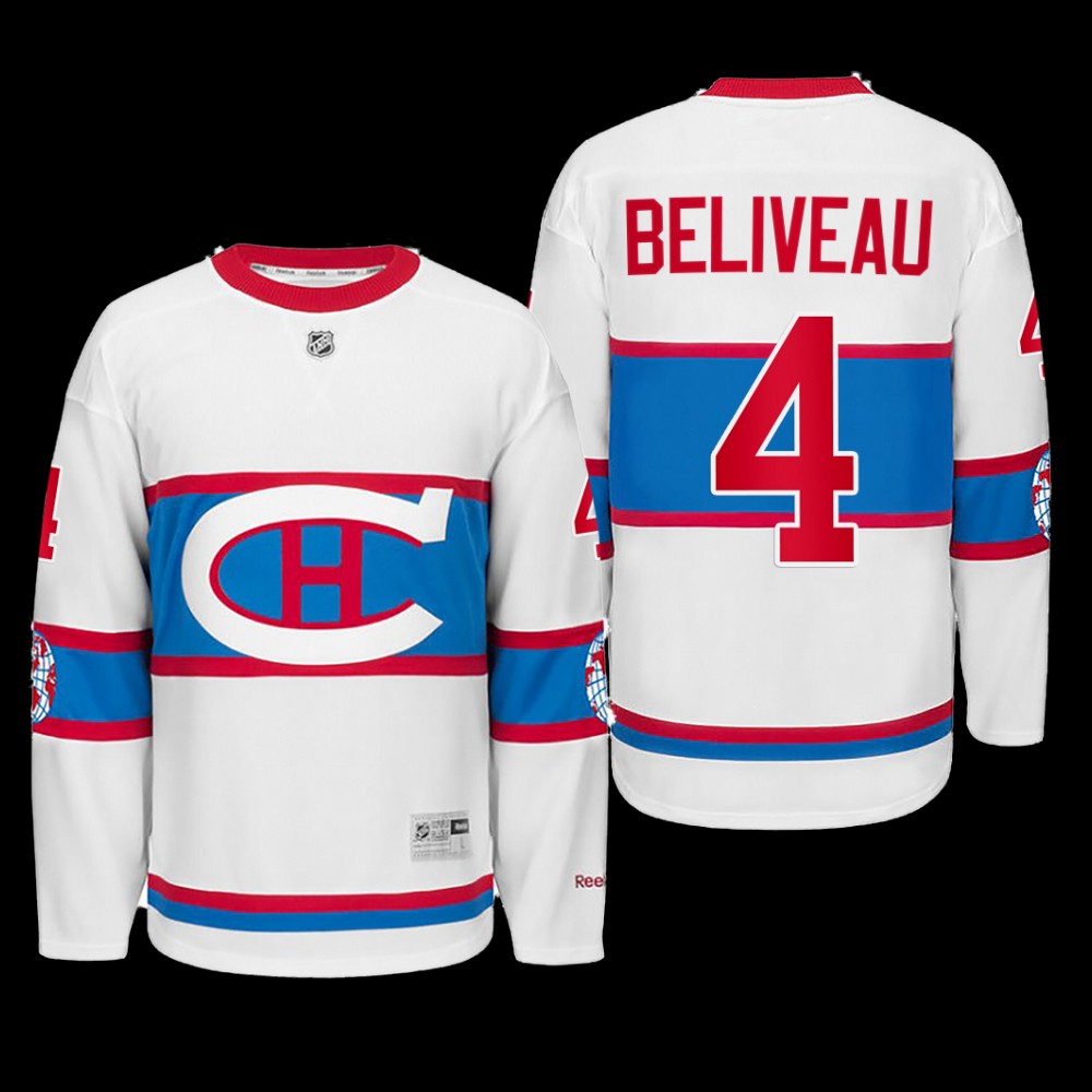 Jean Beliveau Montreal Canadiens Winter Classic 2016 White Throwback Jersey