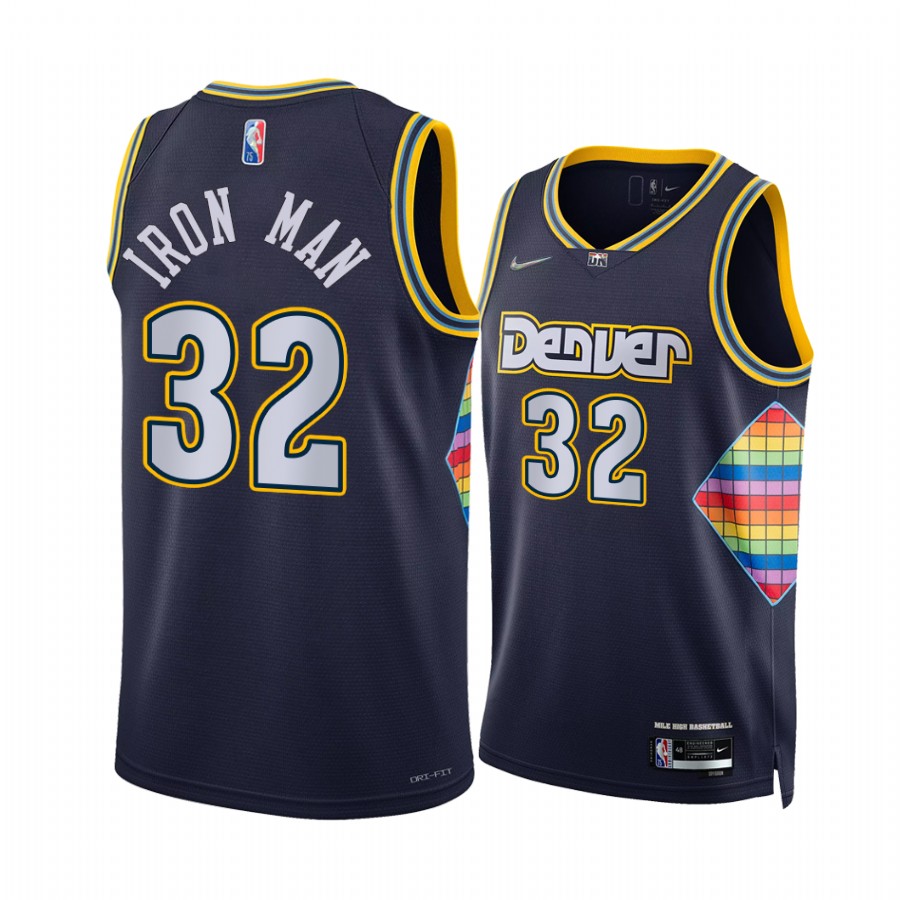 Jeff Green Iron Man Nuggets Nickname Diamond Edition Navy Jersey 2022