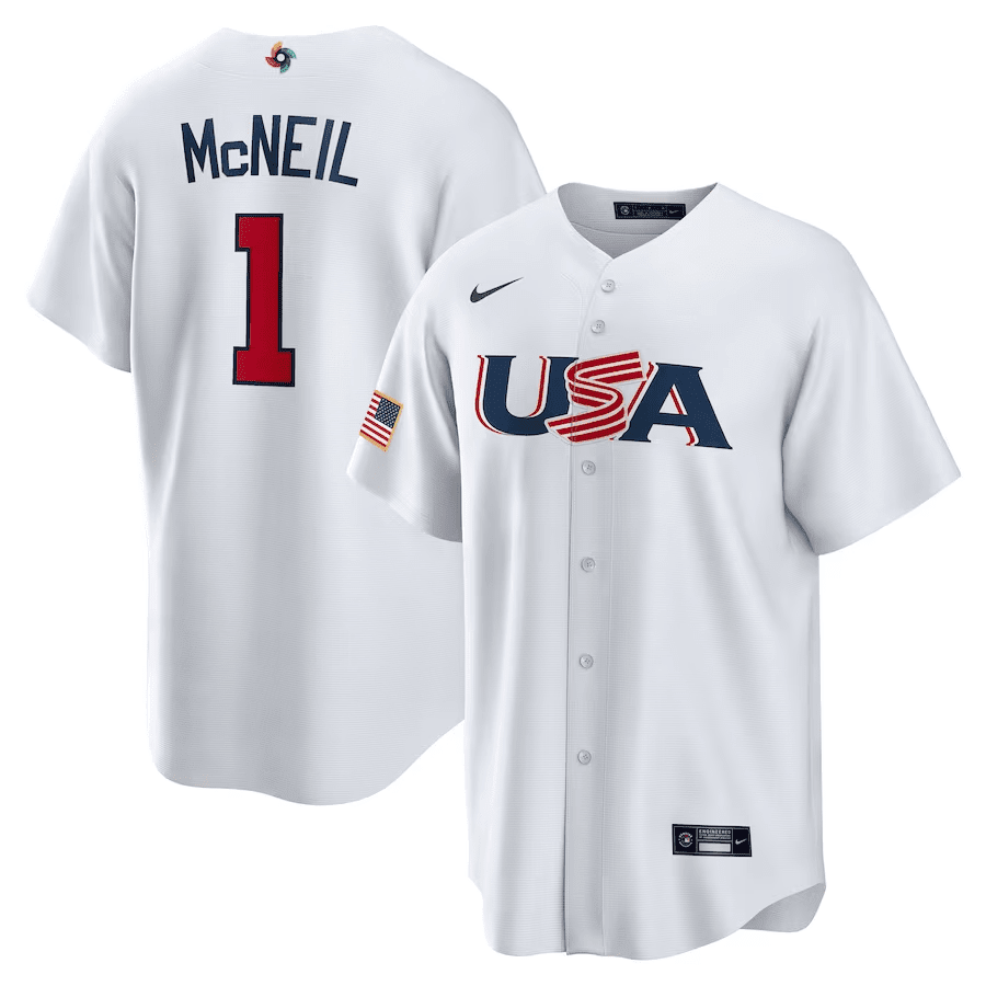 Jeff McNeil 1 USA Baseball 2023 World Baseball Classic Stitched Jersey – White