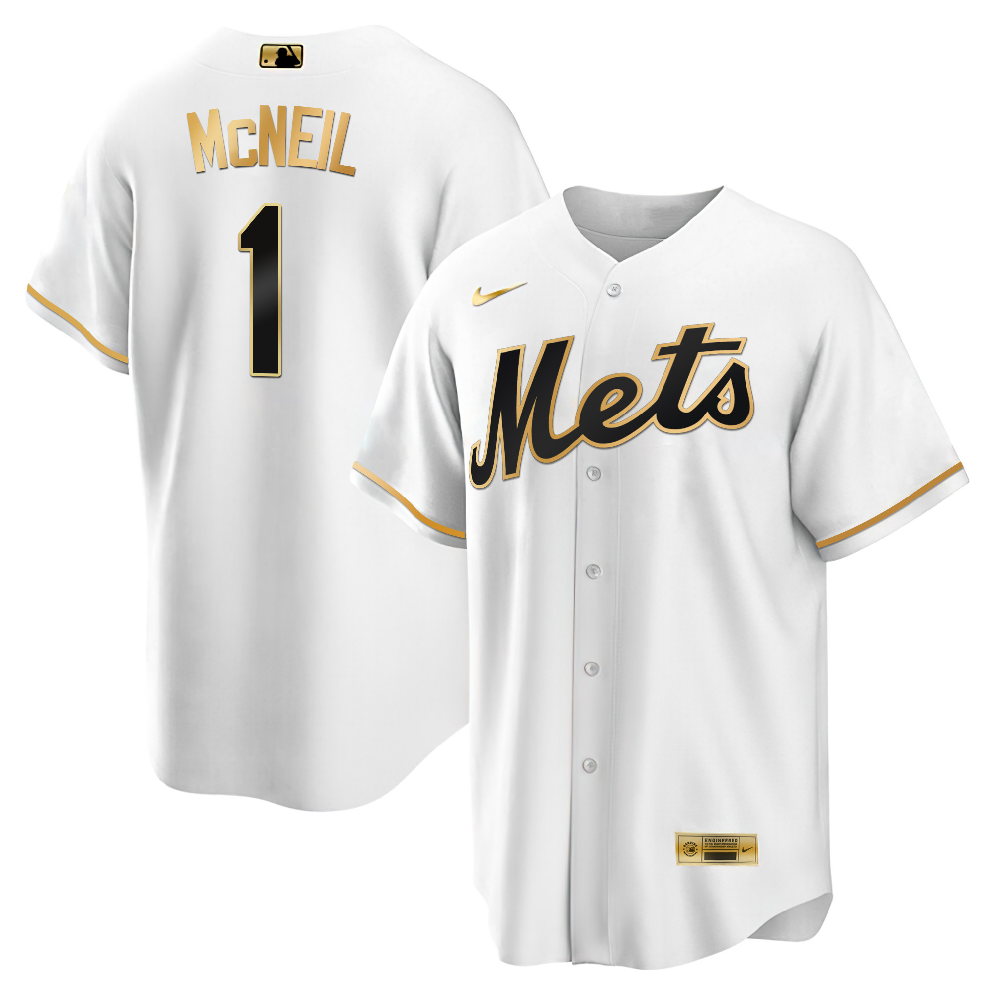 Jeff McNeil Men's New York Mets Black Limited & Gold Cool White Gold Jersey - All Stitched