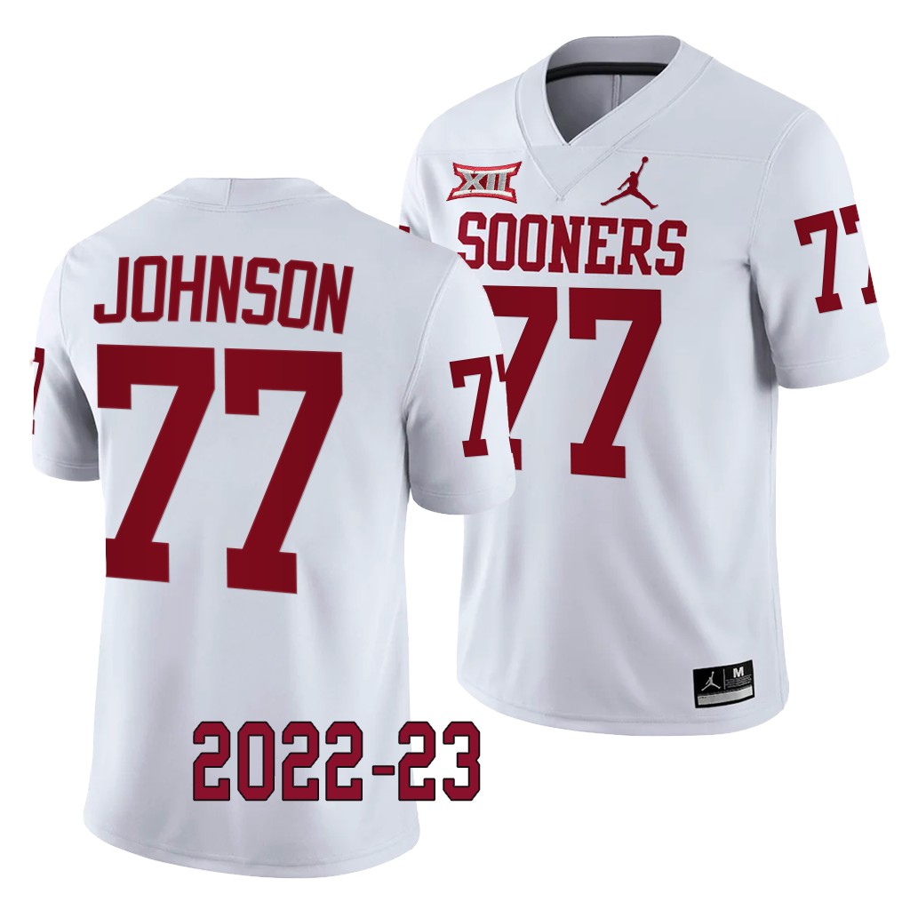 Jeffery Johnson Oklahoma Sooners 2022-23 College Game Jersey Men's White #77 Uniform