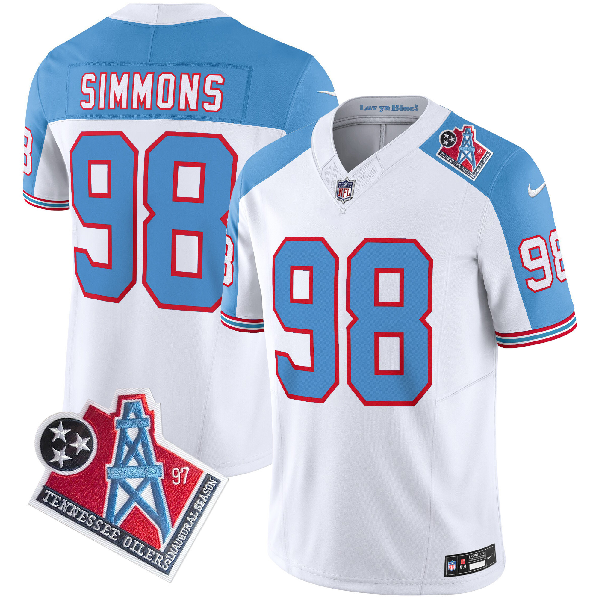 Jeffery Simmons Tennessee Titans 1997 Throwback White Alternate Limited Vapor Jersey - All Stitched 